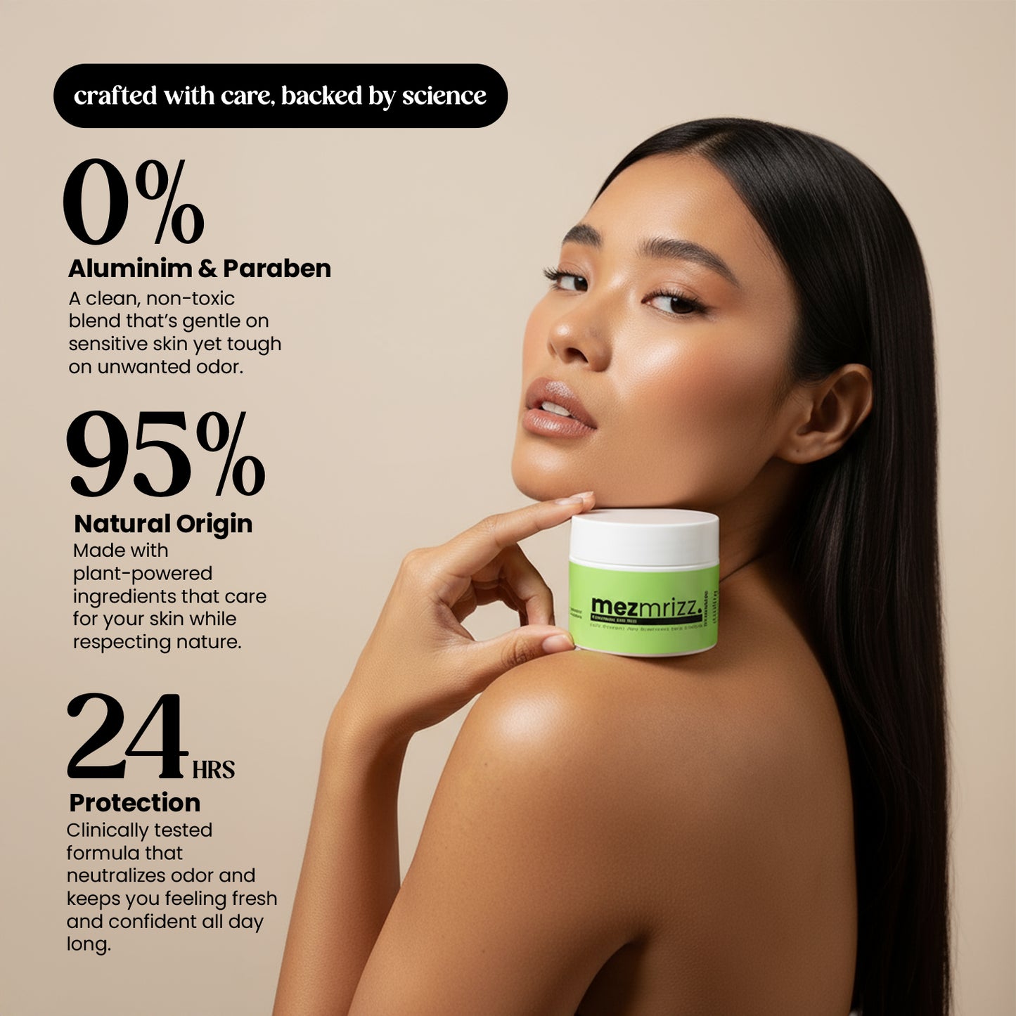 Mezmrizz Unisex Cream Deodorant Suits Sensitive Skin 50g
