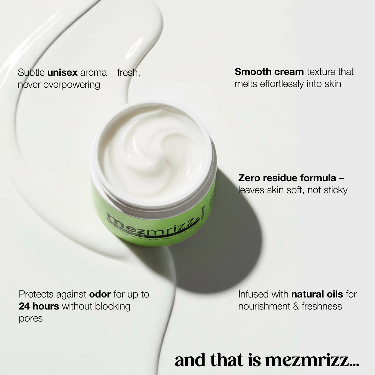 Mezmrizz Unisex Cream Deodorant Suits Sensitive Skin 50g